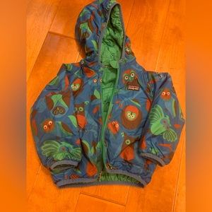 Patagonia Toddler Reversible Windbreaker Jacket Quilted Lightweight Owl Print
